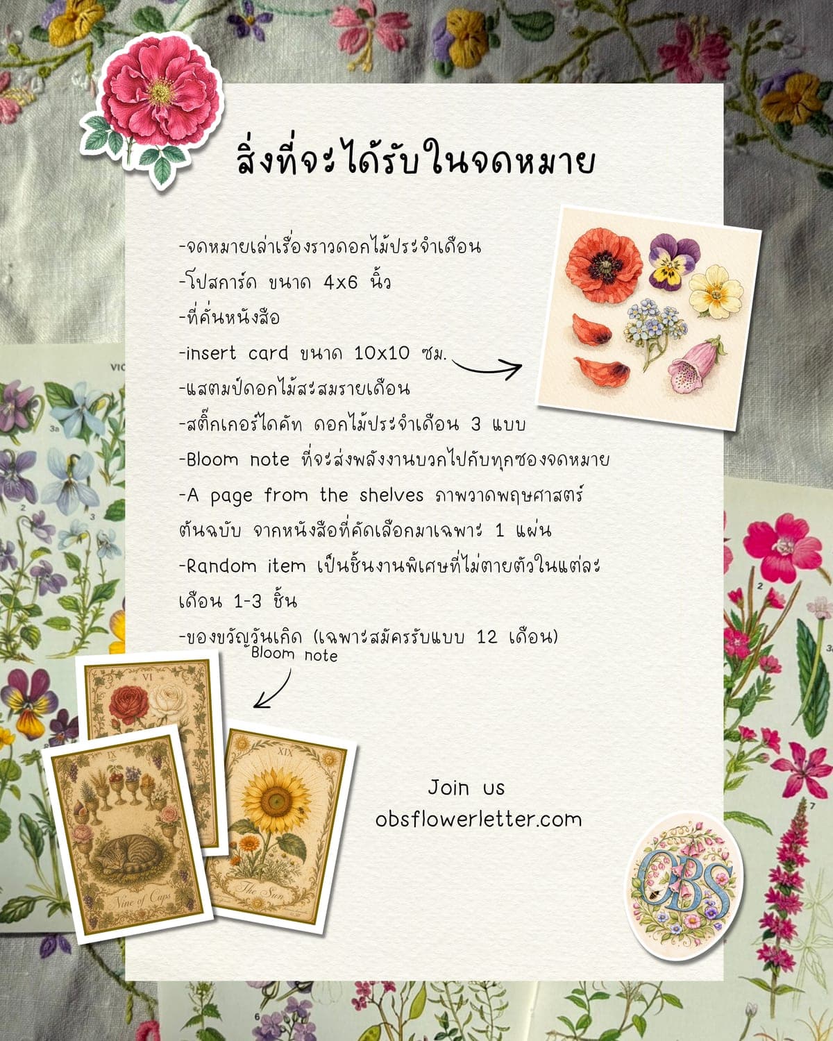 สิ่งที่จะได้รับในจดหมาย — The Flower Letter