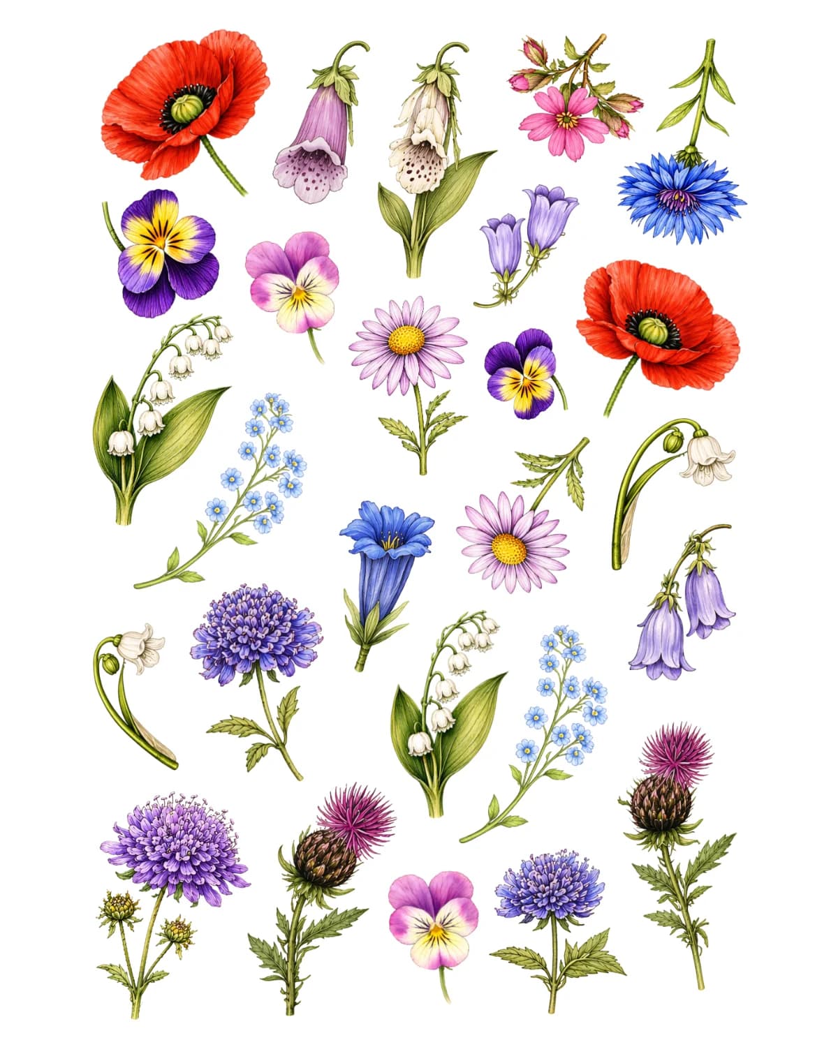 Wildflowers sticker sheet